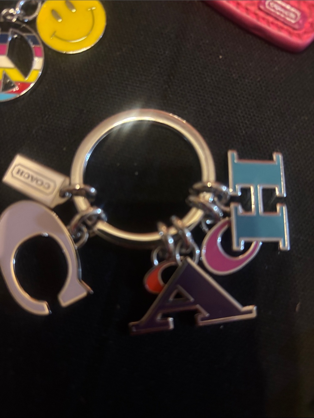 Coach Multicolor Letter Charm Keyring - Blue, Purple, Pink, Orange